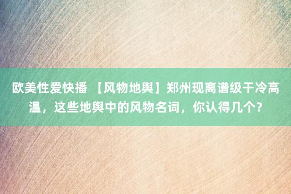 欧美性爱快播 【风物地舆】郑州现离谱级干冷高温,这些地舆中的风物名词,你认得几个?