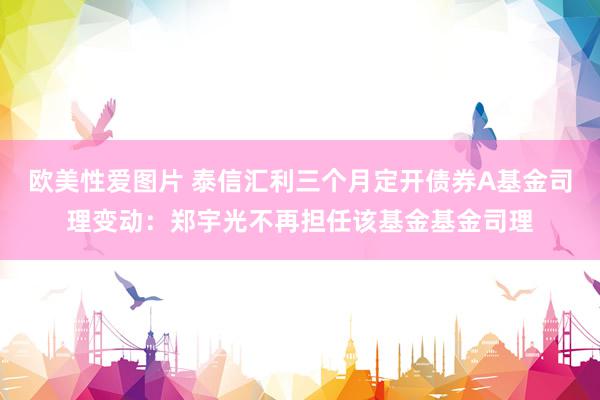 欧美性爱图片 泰信汇利三个月定开债券A基金司理变动:郑宇光不再担任该基金基金司理