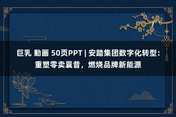 巨乳 動画 50页PPT | 安踏集团数字化转型:重塑零卖曩昔,燃烧品牌新能源