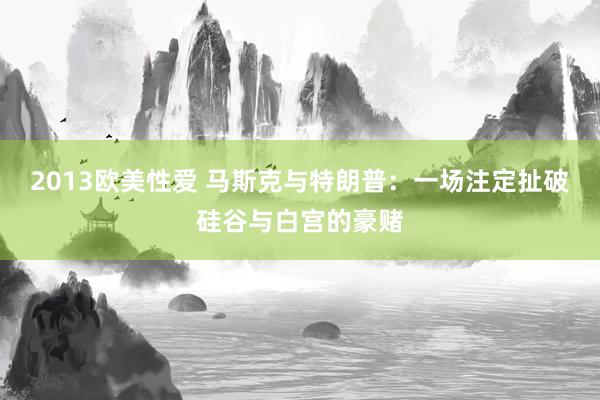 2013欧美性爱 马斯克与特朗普:一场注定扯破硅谷与白宫的豪赌